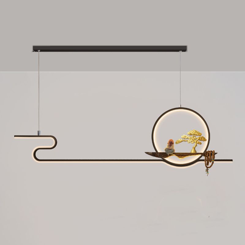 Linear LED Island Chandelier Lights Ceramics Modern Hanging Lamp for Dining Room