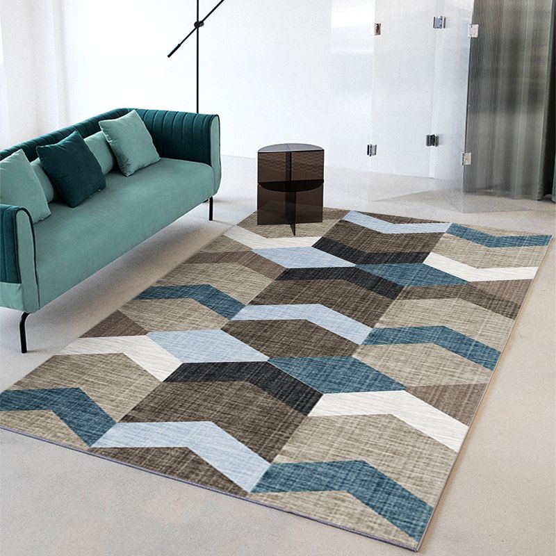 Leisure Indoor Rug Geometric Patchwork Modern Area Rug Polyester Anti-Slip Carpet for Living Room