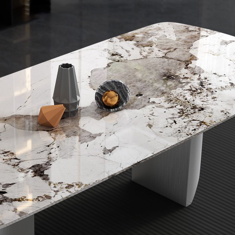 Contemporary 1/3/4/6/9 Pieces Dining Set Rectangle Stone Dining Table Set in White