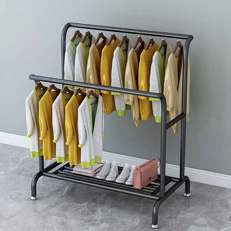 Glam Entry Hall Tree Metal 3 Hanging Rails and Lower Shelf Hall Stand