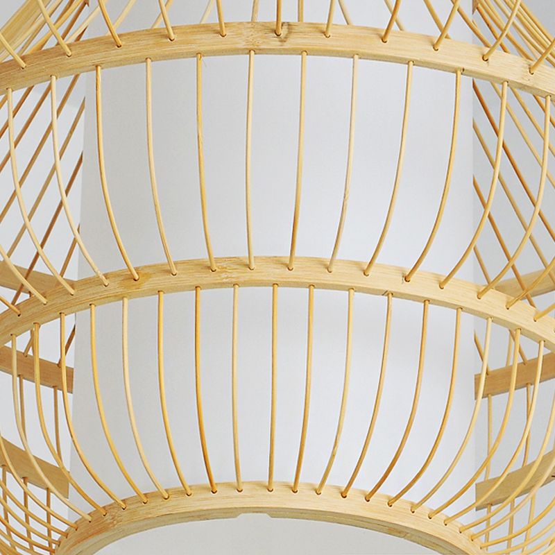 16 "/19.5" Weitglas -Suspension Anhänger Moderne Bambus 1 Lampenholz Hanging Light Kit