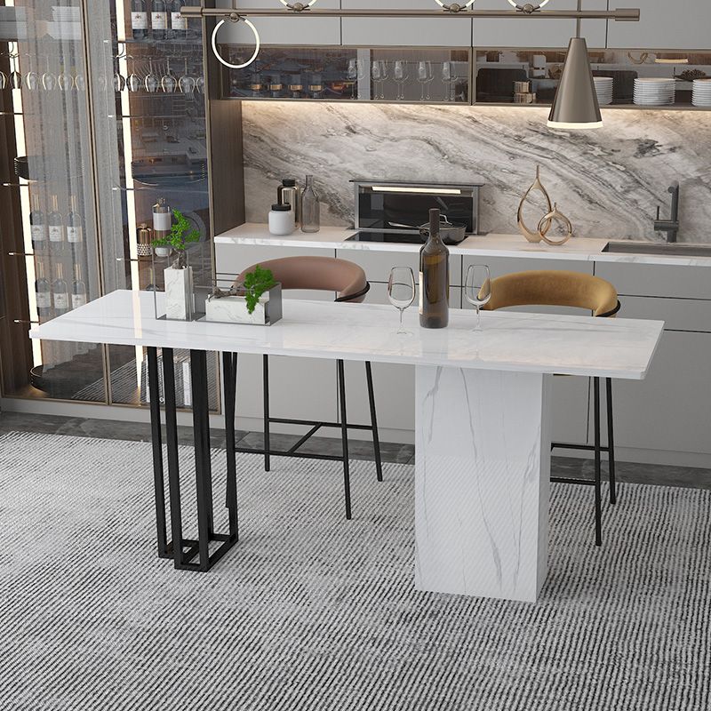 Industrial Rectangle Table and Stool Set 1/2/3 Pieces White Bar Table and Stools