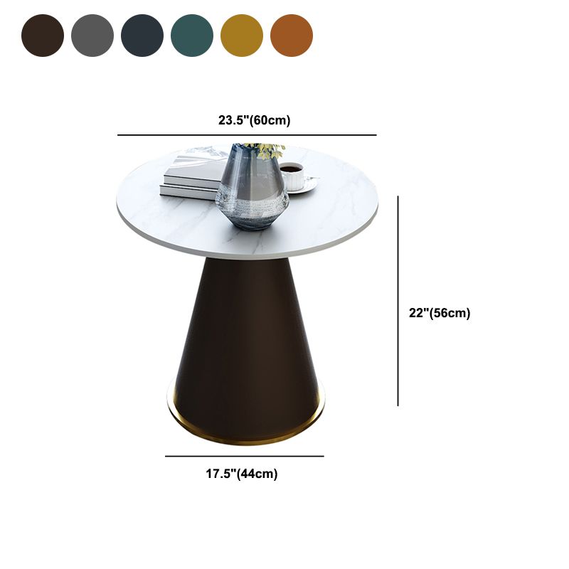 22" Tall Round Slate Top End Table Modern Metal Pedestal Table