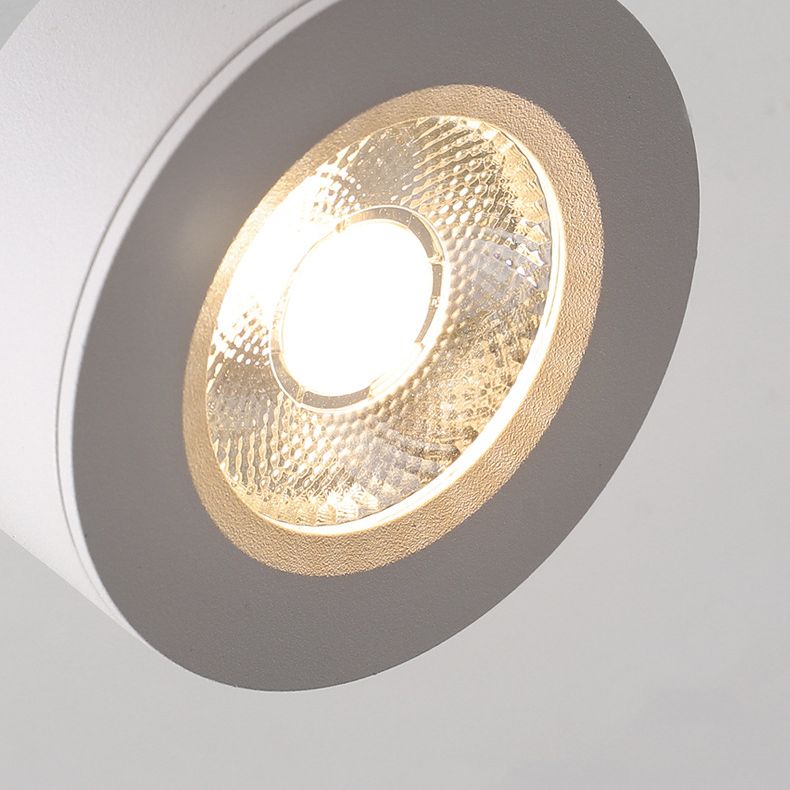 Modern Creative LED Rotatable Ceiling Light Aluminium Cylindrical Flush Mount with Clear Glass Shade