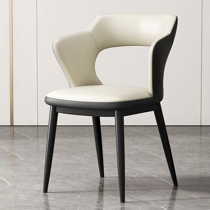 Mid-Century Modern Armless Side Chair Leather Basic Four Leg Side Chair for Bedroom