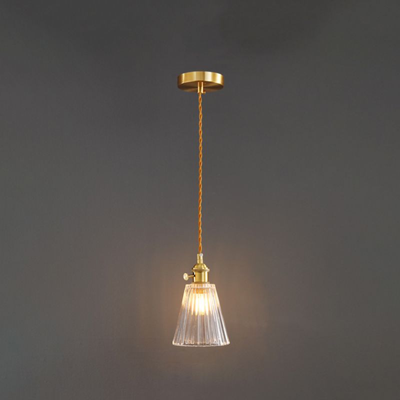 Glass Industrial Pendant Light 1-Light Hanging Ceiling Light for Bedroom