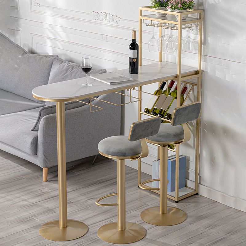Glam Bar Stool and Table Set 1/2/3 Pcs Sintered Stone Bar Table with Adjustable Bar Stool