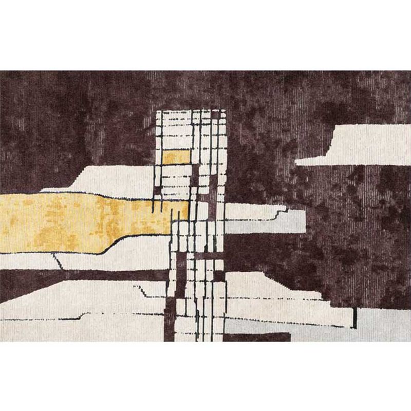 Modern gebied tapijt funky bruin tapijt woonkamer wasbaar polyester tapijt met niet-slip rug