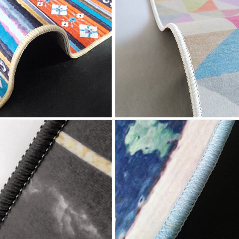 Trendy Leopard Pattern Rug Black Contemporary Area Carpet Anti-Slip Backing Rug for Living Room