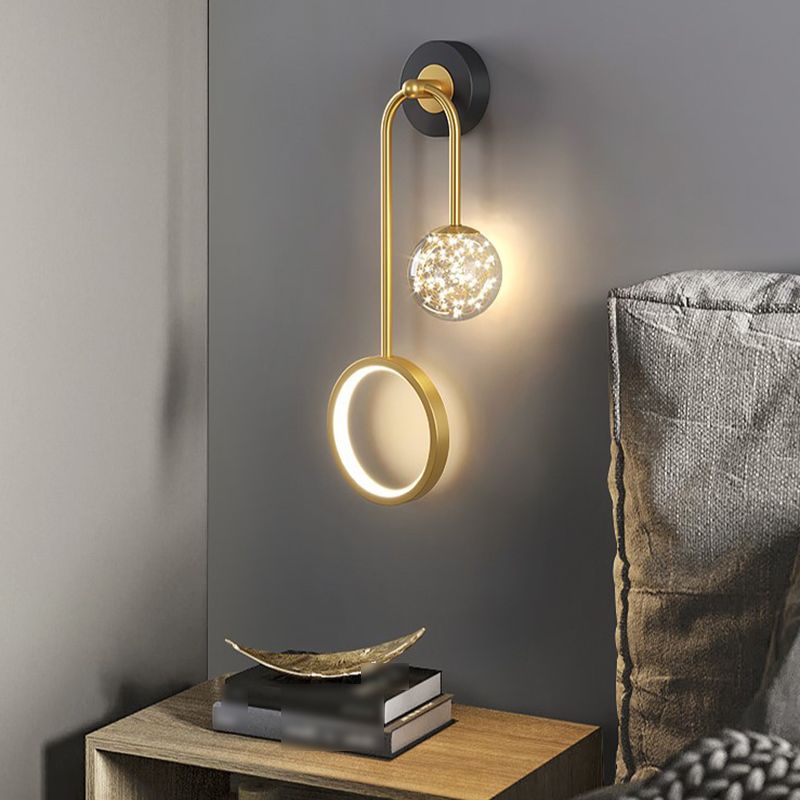 Glass Spherical Shape Wall Lights Modern Style 2 Light Wall Mount Fixture for Bedroom