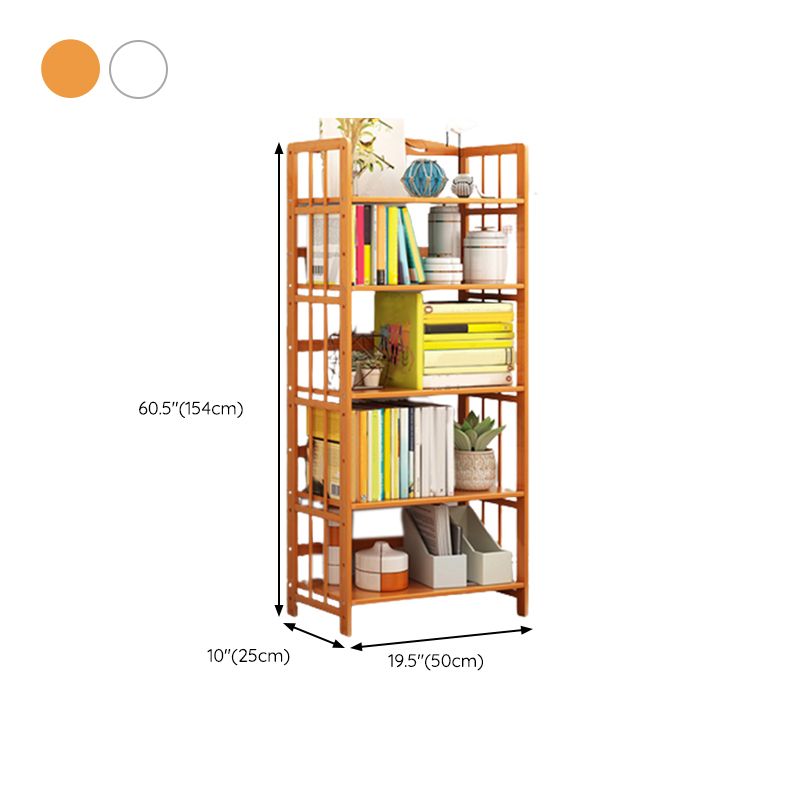 Modern Bamboo Floor Shelf Bookcase Open Etagere Bookshelf for Study Room