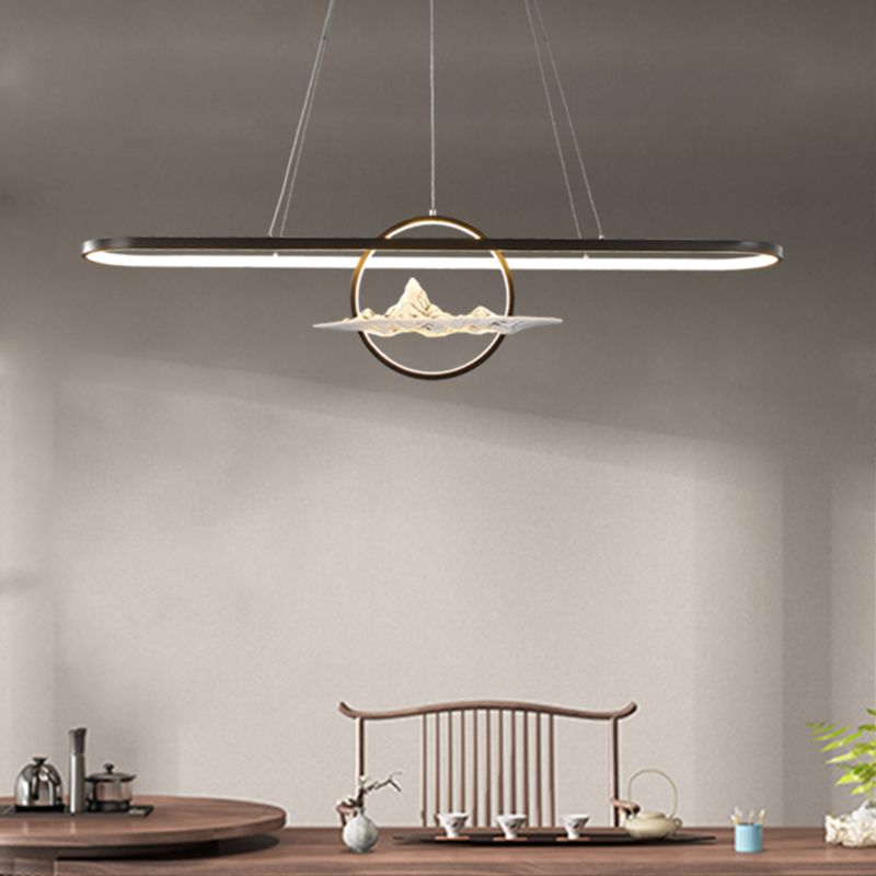 Luces colgantes de forma lineal Estilo contemporáneo de metal de metal de 2 luces de iluminación colgante