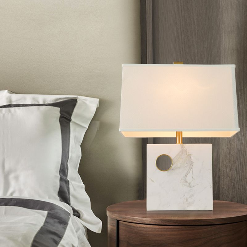 Task task task task modern 1 tête blanc petite lampe de bureau avec base en marbre carré