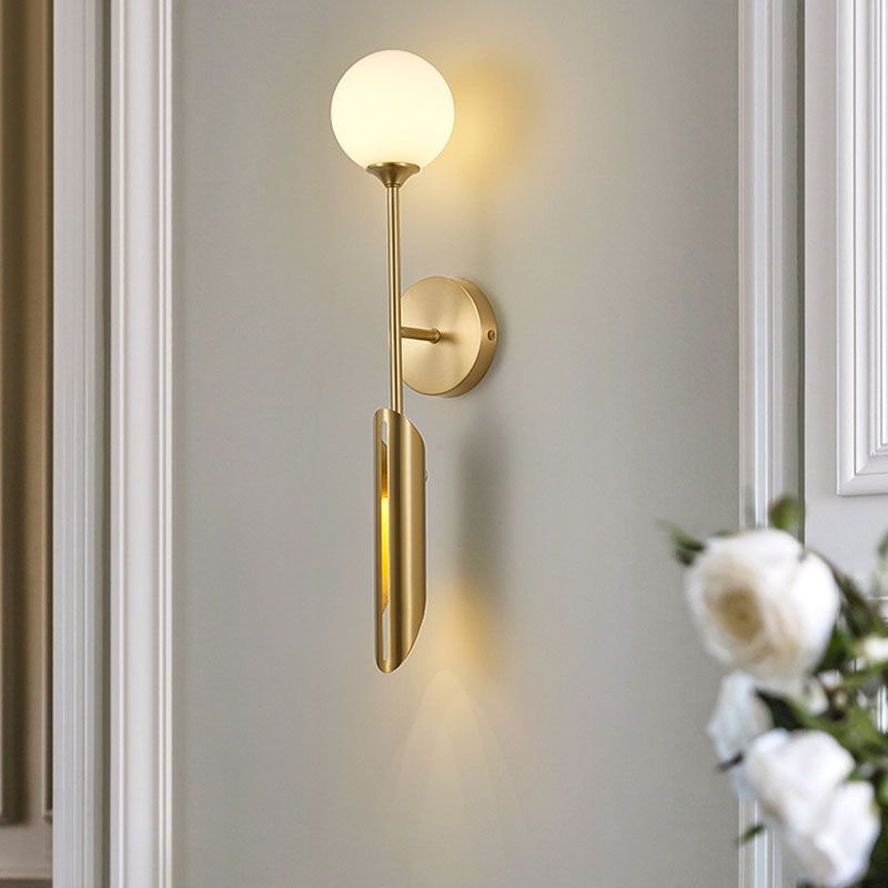 Contemporary Glass Wall Sconce Armed 2-Light Wall Mounted Light for Bedroom