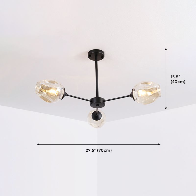 Contemporary Style 3-Light Sliver/Black Ceiling Light Sputnik Sphere Chandelier