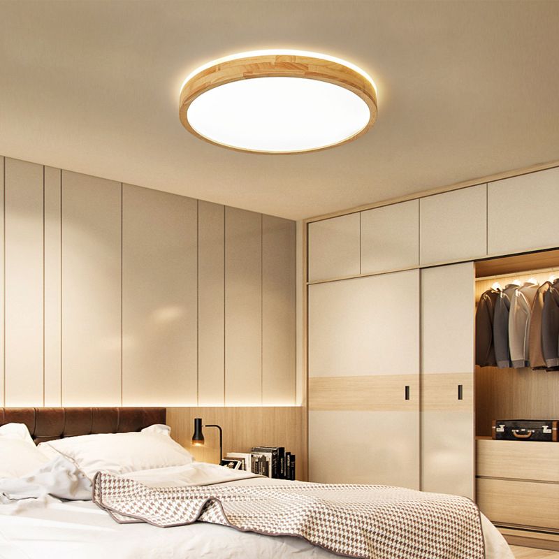 Geometrievorm LED-plafondlamp Modern hout 1-lichts inbouw voor slaapkamergang