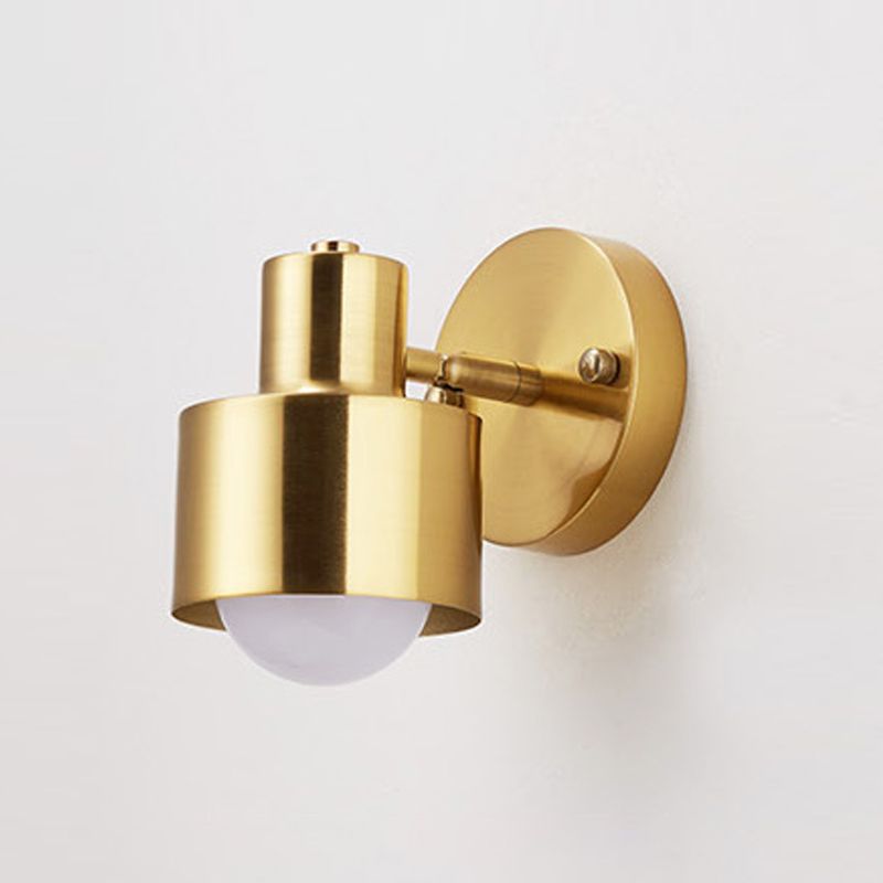 Modern Style Cylinder Sconce Light Fixtures Metal 1 Light Wall Mounted Lamps in Gold