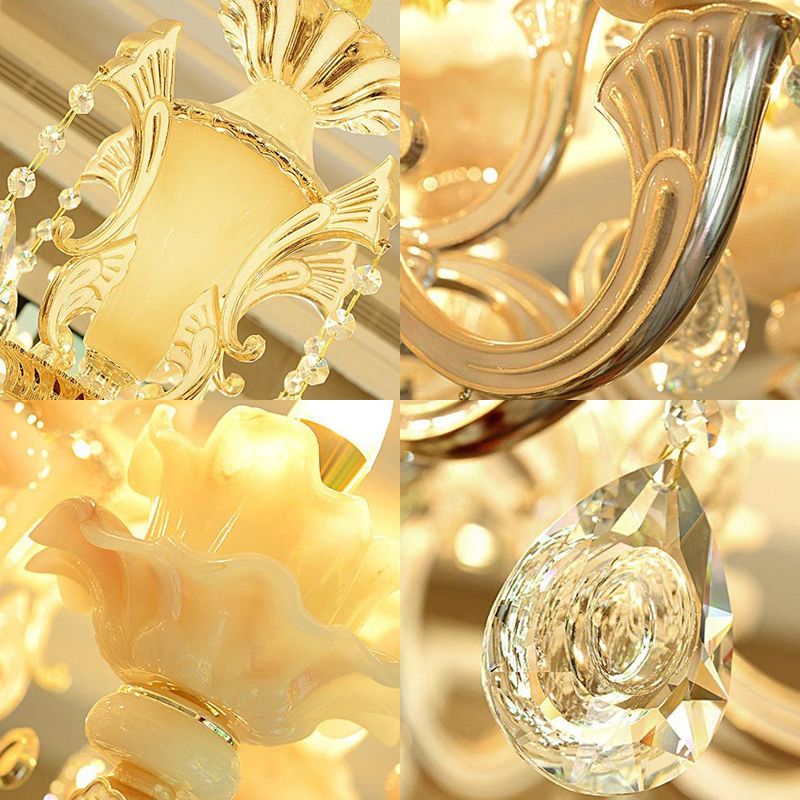 Bougette blanche Cougie lustre Light Traditional Grosted Glass Living Room Pendant Crystal Deco