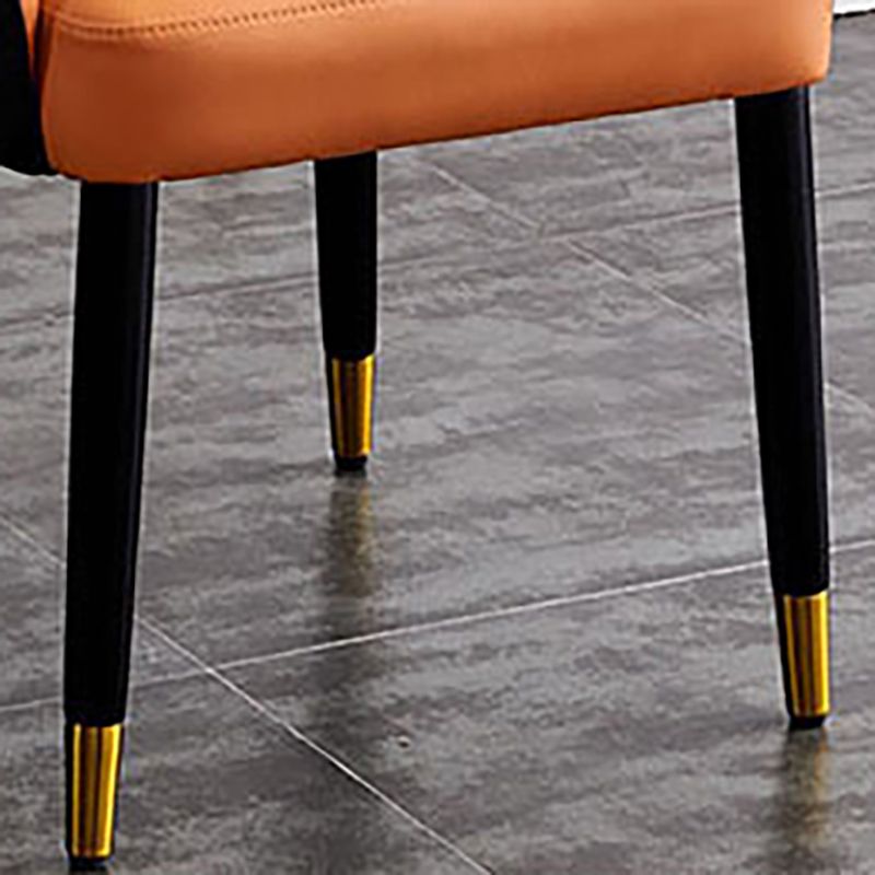 Scandinavian Faux Leather Dining Chairs Solid Back Arm Side Chair