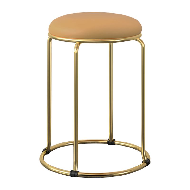 Faux Leather Mildew Resistant Ottoman Round Glam Solid Standard Ottoman