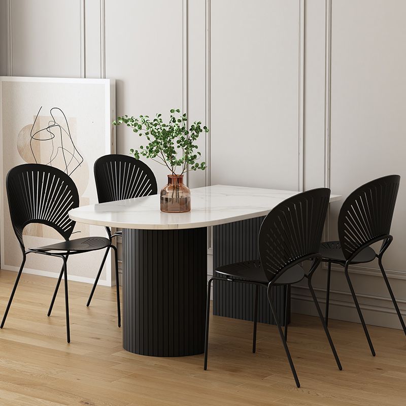 Zwarte toon eettafel eenvoud stijl dubbele voetstuktafel voor eetkamer