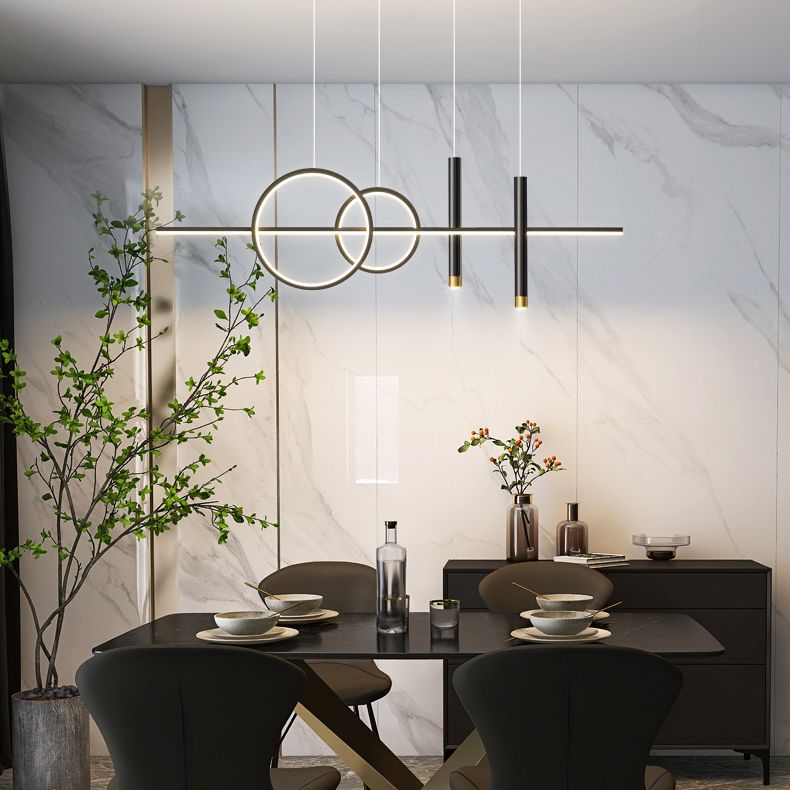 Silicone LED Linear Island Pendant Light in Modern Creative Style Wrought Iron Pendant Light for Interior Spaces