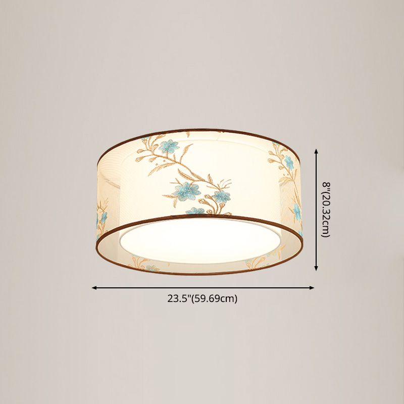 Luminaire monté au plafond géométrique pour chambre à coucher, luminaire encastré blanc en tissu Simple