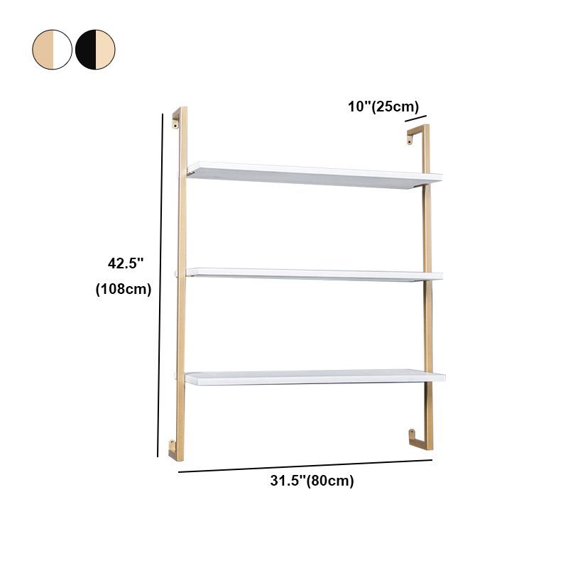 Contemporary Wall Unit Bookcase Metal Frame Pine Wood Shelf Bookshelf