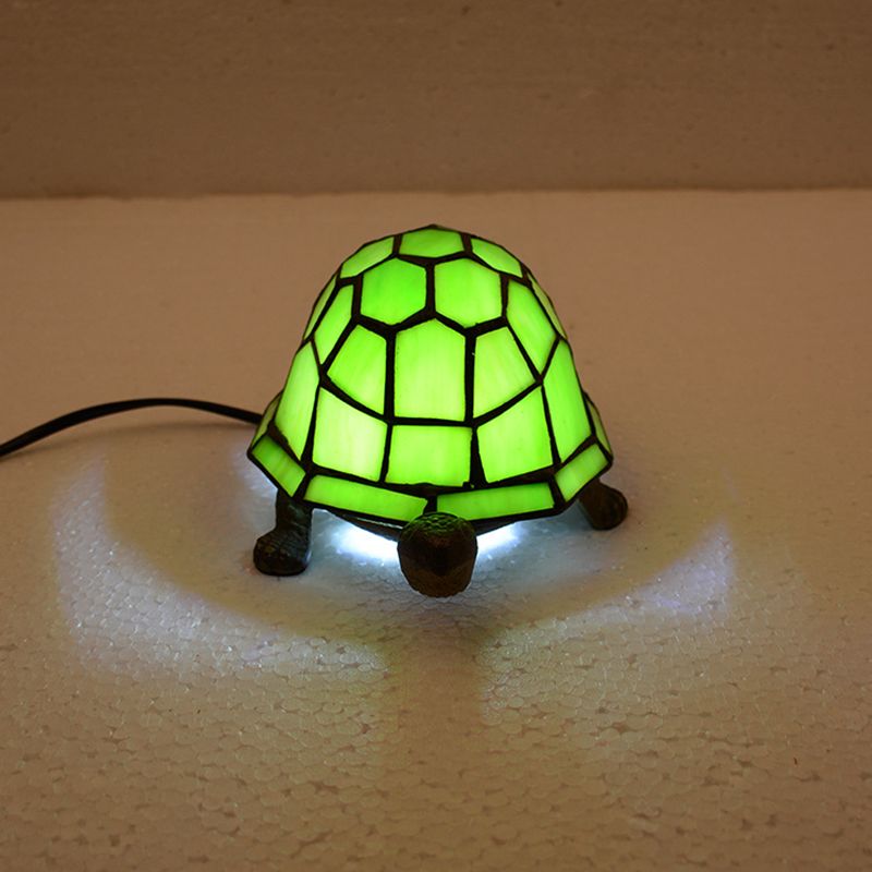 Turtle Shaped Nightstand Lamp Tiffany Style Stained Glass 1-Light Bedside Table Light