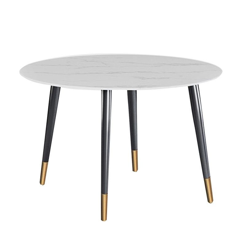Round Metal 4 Legs Dining Table Black Frame Traditional Luxury Dining Table