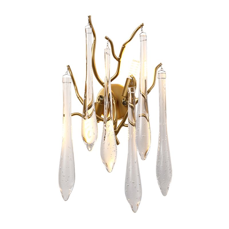 Postmodern Style Crystal Wall Light Branch Shape 10" Wide Wall Sconce for Living Room