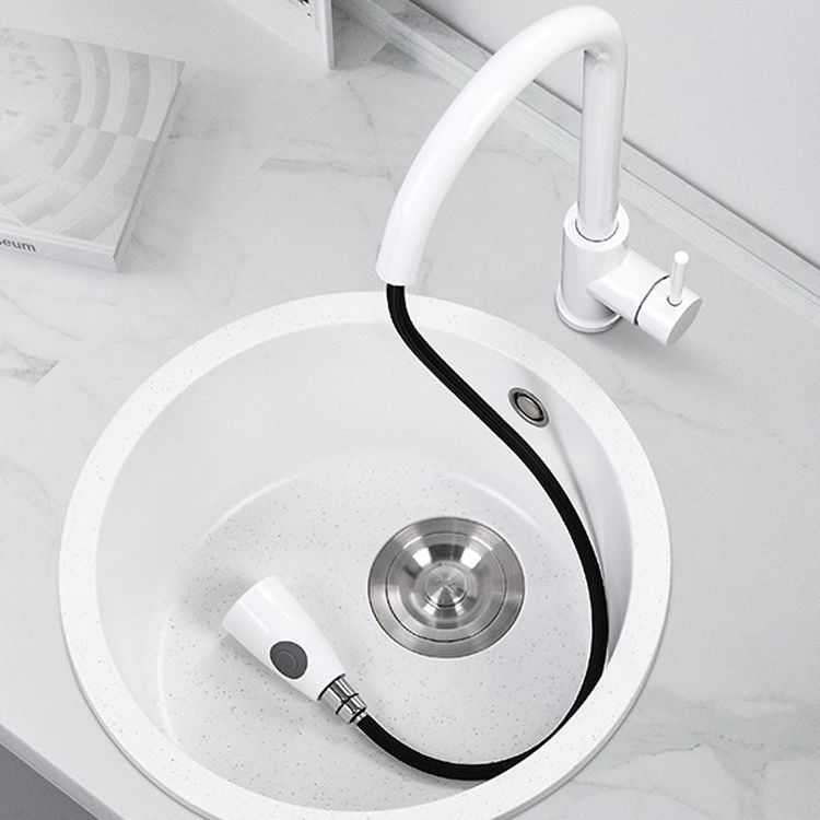 Contemporary Style Kitchen Sink Overflow Hole Design Drop-In Quartz Kitchen Sink