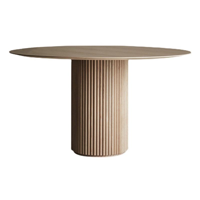 Mesa redonda de comedor de madera maciza mesa de madera moderna con pedestal para restaurante
