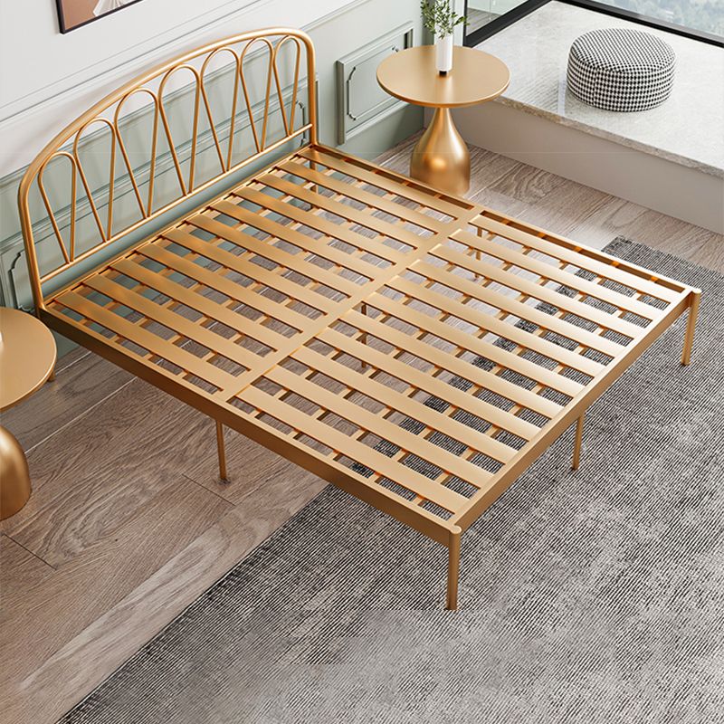 Iron Open-Frame Bed with Arched Headboard and Metal Legs Bed