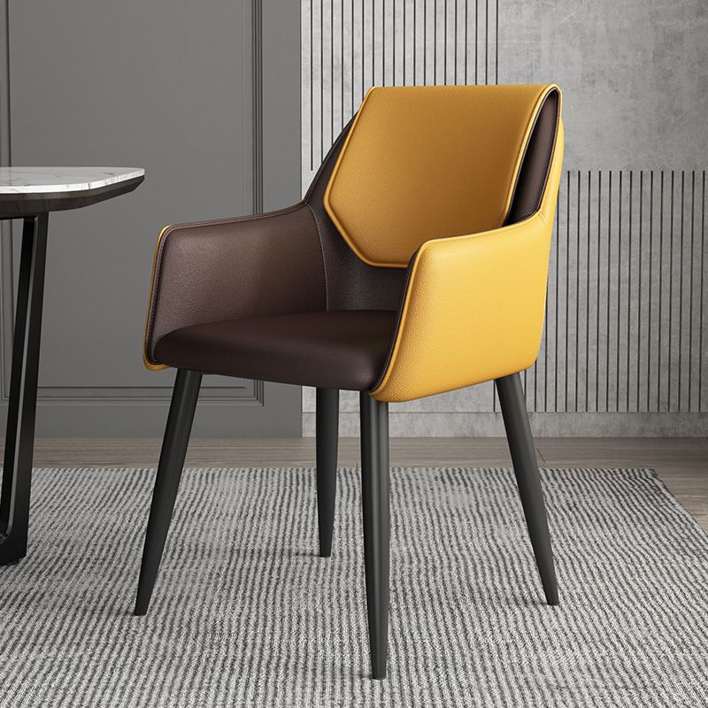Modern Design Arm Solid Back Side Chairs Leather Dining Side Chair