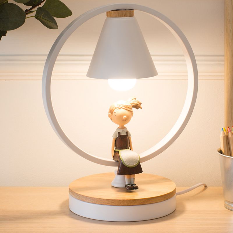Luz de escritorio cónico de dormitorio para niños con resina deco dugar 1 cabeza moderna elegante luz blanca
