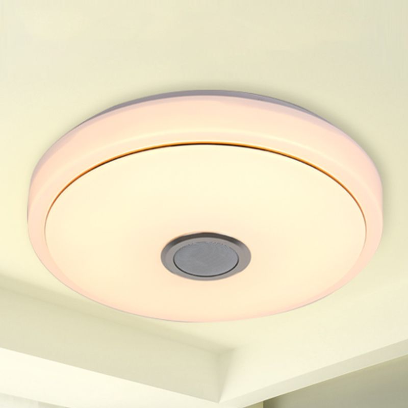 Simple Ceiling Light Fixture Acrylic Bluetooth LED Bedroom Ceiling Flush Mount in White