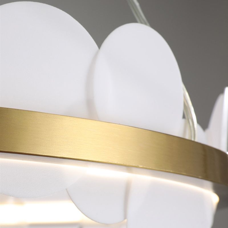 1-Light Suspension Light Modern Style Ring Shape Metal Acrylic Chandelier Light Fixtures