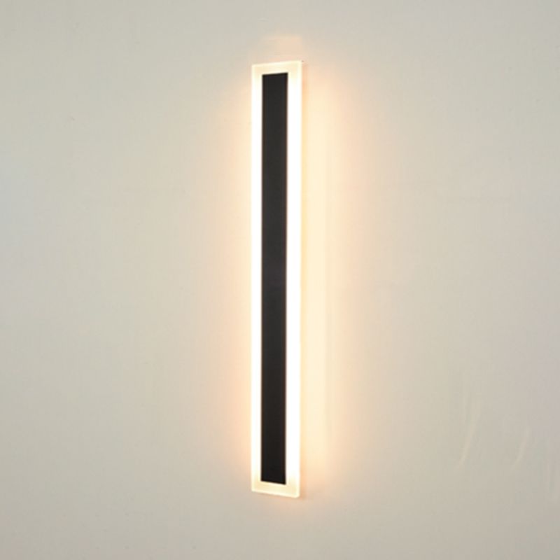 Metal Linear Shape Wall Mount Lighting Modern 1 Light Wall Mounted Light Fixture in Black