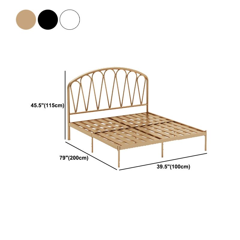 Glam Metallic Open-Frame Bed with Arched Headboard, 45.3" Tall