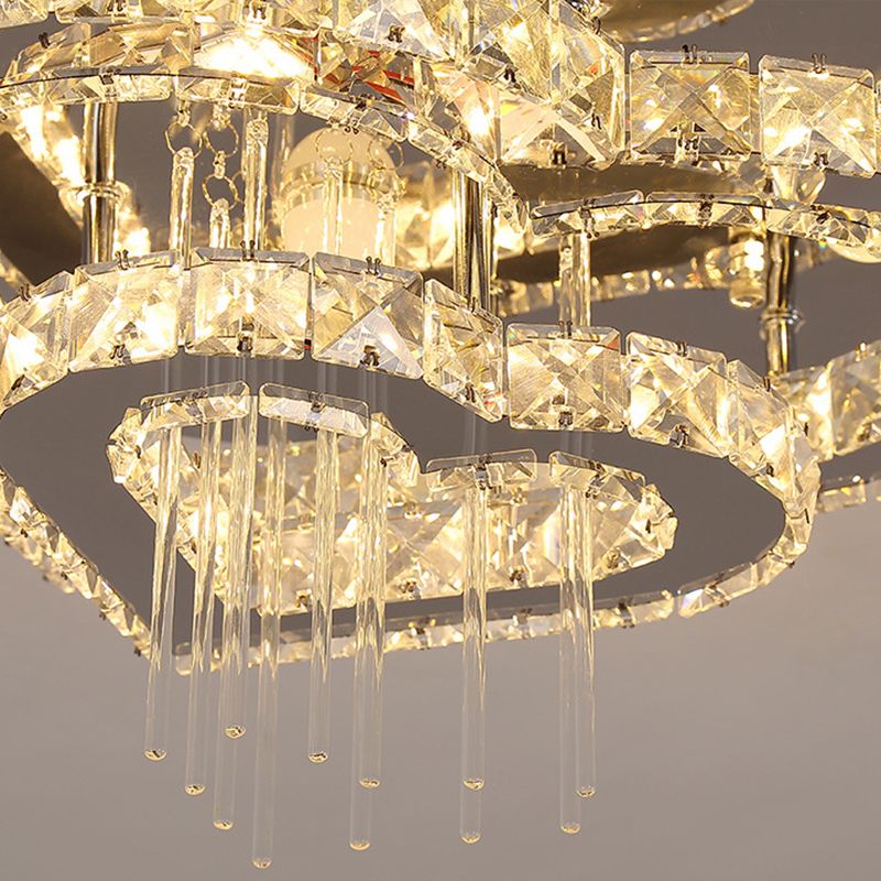Moderne hartvormige semi-spoel licht licht snijstal slaapkamer led plafondarmatuur in zilver