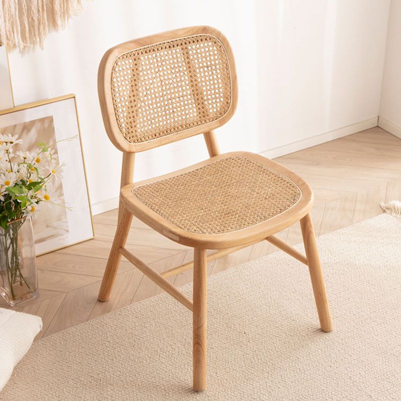 Silla de comedor de madera tradicional, silla lateral de comedor sin brazos con respaldo abierto para cocina