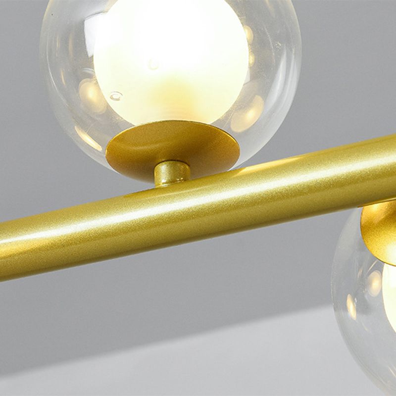 Minimalist Design 10-Light Ceiling Lighting for Dining Room, Black/Gold with Glass Shades