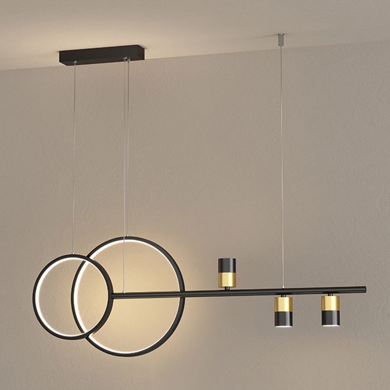 Black and Gold LED Island Pendant Light in Modern Creative Style Wrought Iron Linear Hanging Light with Acrylic Shade