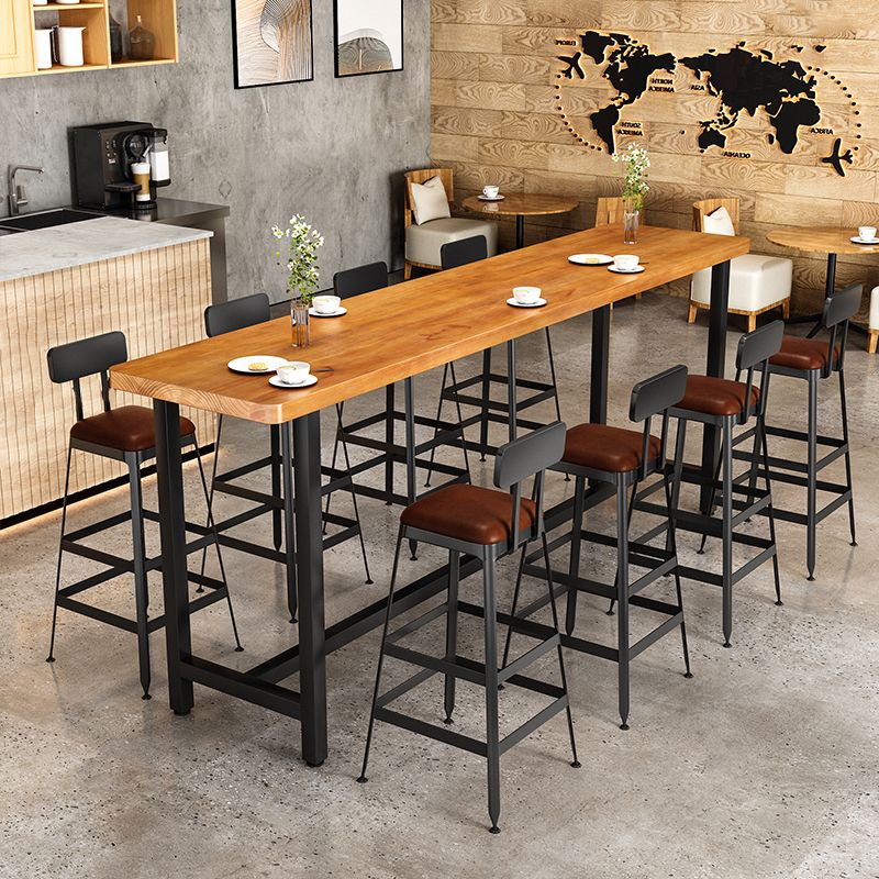 Industrial Rectangle Bar Table Set 1/9 Pieces Solid Wood Bistro Set for Indoor