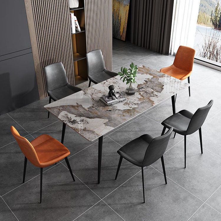Silla sin brazos de comedor de metal moderno, silla lateral de comedor de cuero PU para uso en restaurantes