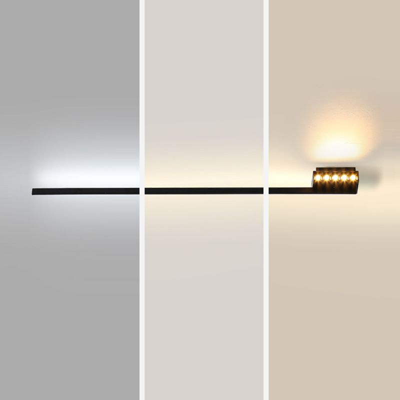 Linear Shape Metal Vanity Lamp Modern Style 2 Lights Vanity Light Fixture in Black