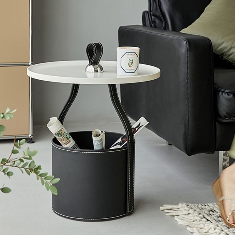 19.68" Wide Metal Side Table Round Tray Top Sofa Side Accent Table