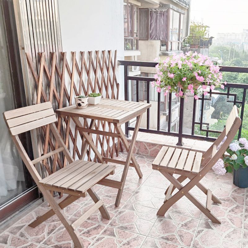 Wood Folding Outdoors Dining Chairs Armless Open Back Side Chair