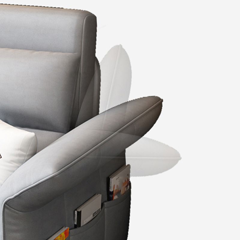 Modern Fabric Sleeper in Light Gray Flared Arm Futon And Mattress with Storage